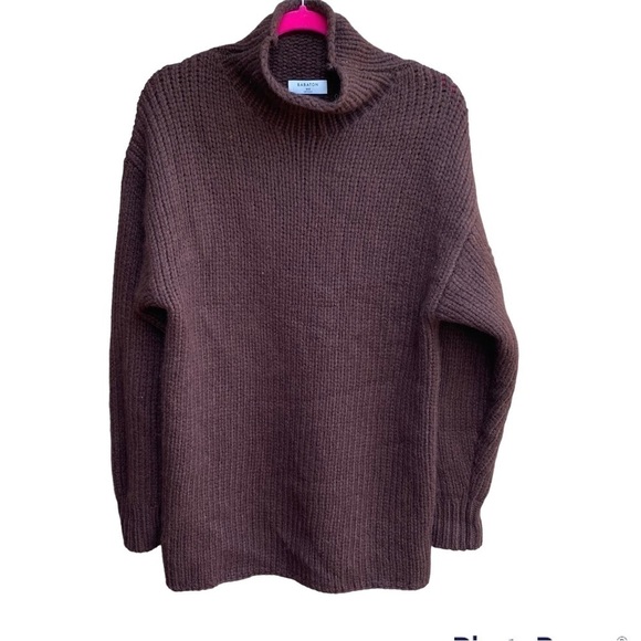 Babaton Wool blend Oversized  Chunky Sweater Dress Mock neck - Picture 6 of 6
